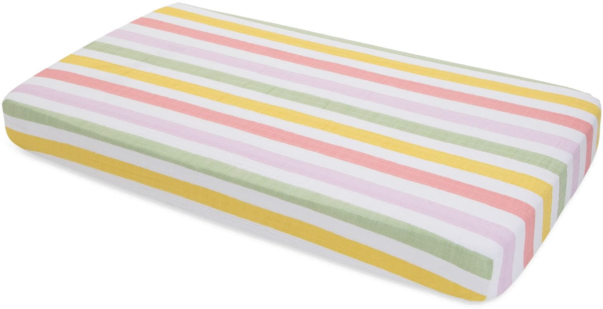 Little Unicorn Cotton Muslin Fitted Crib Sheet - Cabana Stripe - UN0017