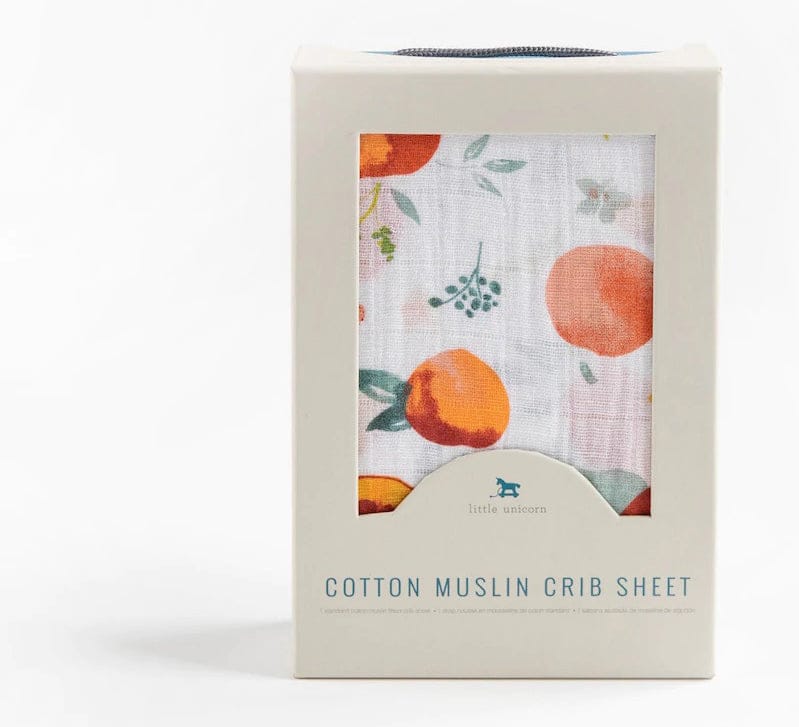 Little Unicorn Cotton Muslin Fitted Crib Sheet - Georgia Peach - UN0076