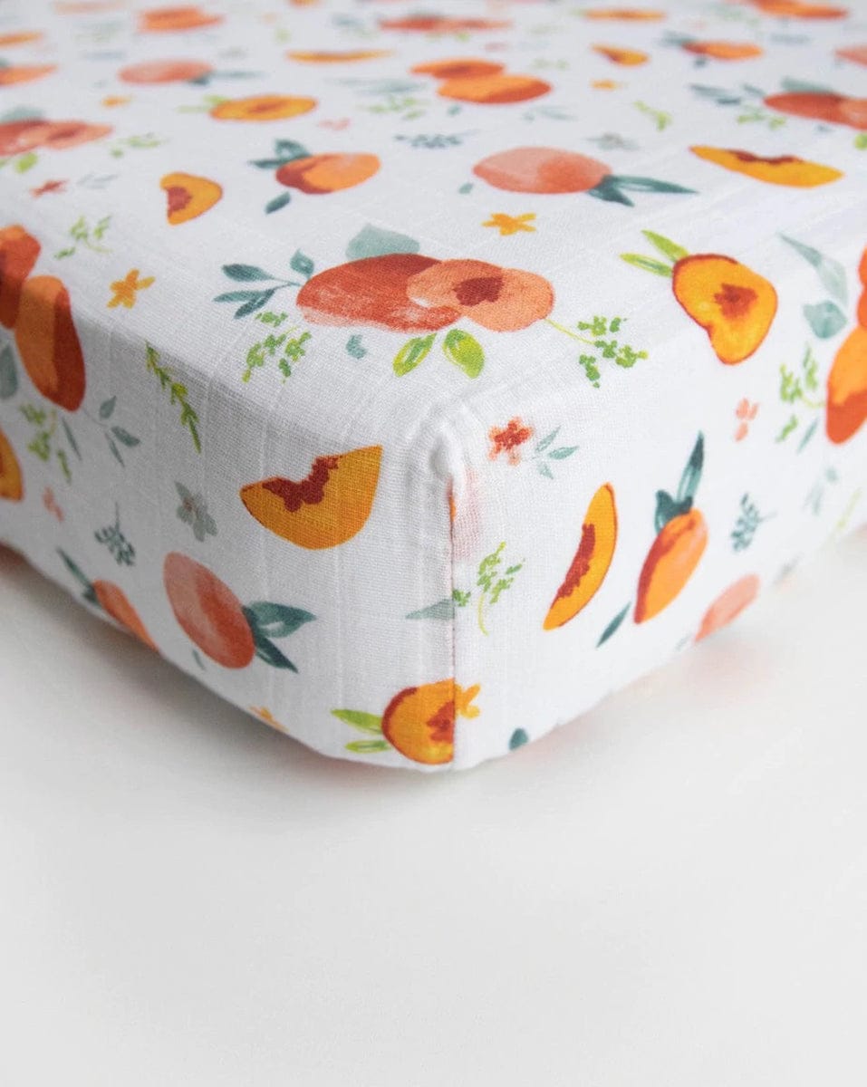 Little Unicorn Cotton Muslin Fitted Crib Sheet - Georgia Peach - UN0076
