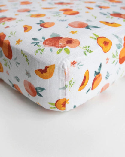 Little Unicorn Cotton Muslin Fitted Crib Sheet - Georgia Peach - UN0076