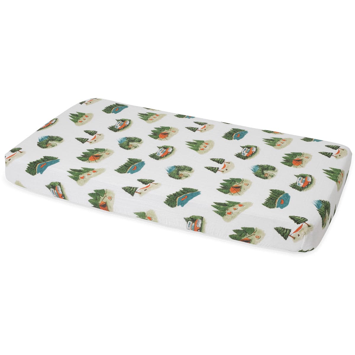 Little Unicorn Cotton Muslin Fitted Crib Sheet - Happy Camper - UN0060