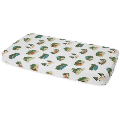 Little Unicorn Cotton Muslin Fitted Crib Sheet - Happy Camper - UN0060