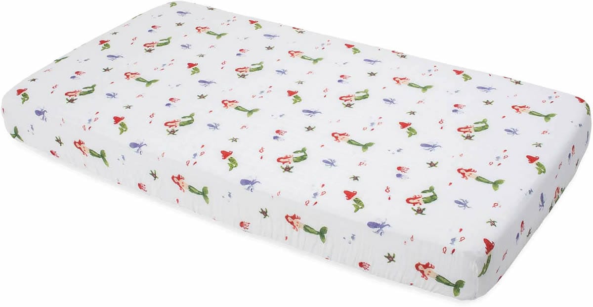 Little Unicorn Cotton Muslin Fitted Crib Sheet - Mermaid - UN0040
