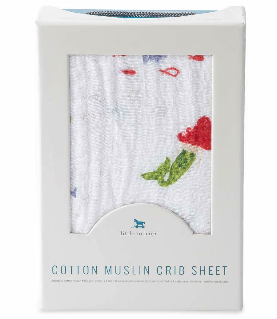 Little Unicorn Cotton Muslin Fitted Crib Sheet - Mermaid - UN0040