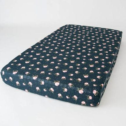 Little Unicorn Cotton Muslin Fitted Crib Sheet - Midnight Rose - UN0057