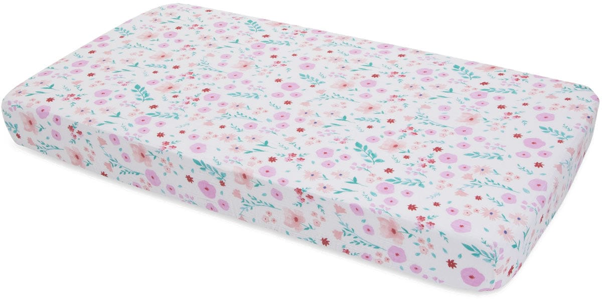 Little Unicorn Cotton Muslin Fitted Crib Sheet - Morning Glory - UN0022