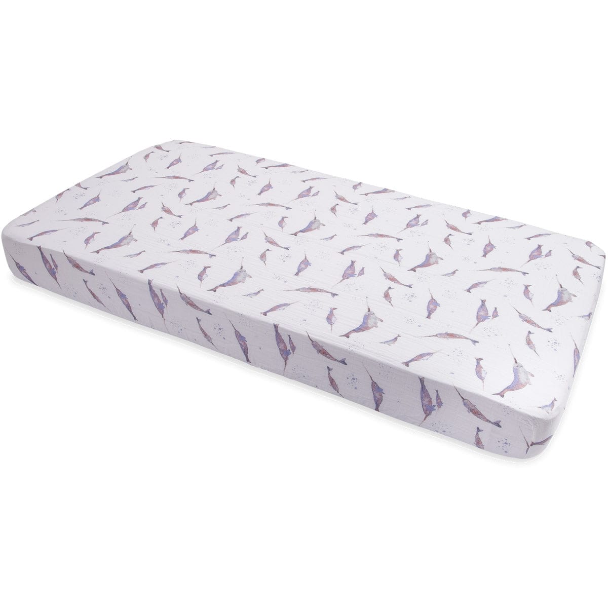Little Unicorn Cotton Muslin Fitted Crib Sheet - Narwhal - UN0028