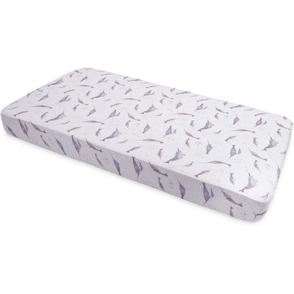 Little Unicorn Cotton Muslin Fitted Crib Sheet - Narwhal - UN0028