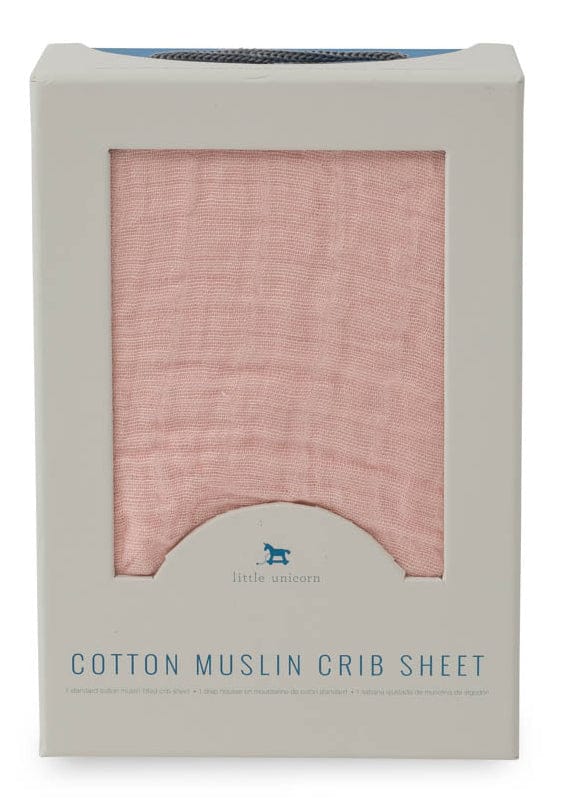 Little Unicorn Cotton Muslin Fitted Crib Sheet - Rose Petal - UN0063