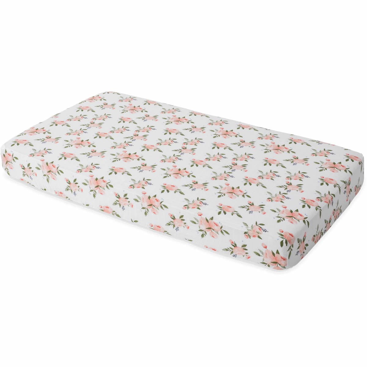 Little Unicorn Cotton Muslin Fitted Crib Sheet - Watercolor Roses - UN0058