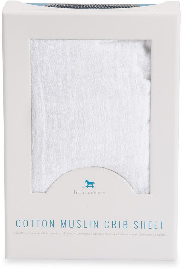 Little Unicorn Cotton Muslin Fitted Crib Sheet - White - UN0013