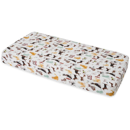 Little Unicorn Cotton Muslin Fitted Crib Sheet - Woof - UN0059