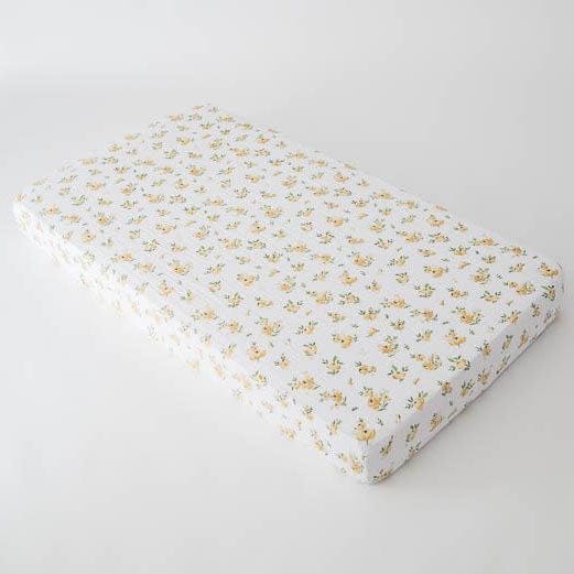Little Unicorn Cotton Muslin Fitted Crib Sheet - Yellow Rose - UN0036