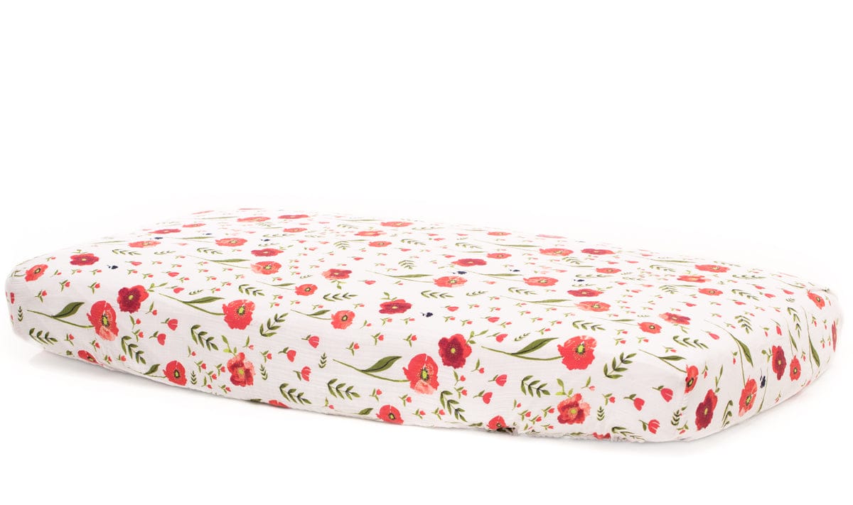 Little Unicorn Cotton Muslin Fitted Sheet - Summer Poppy - UN0000