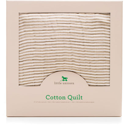 Little Unicorn Cotton Muslin Quilt - Grey Stripe - UB0207