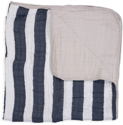Little Unicorn Cotton Muslin Quilt - Navy Stripe - UB0202