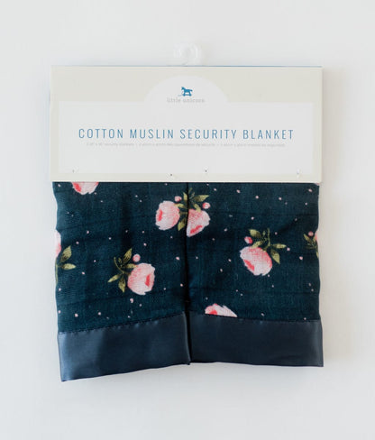 Little Unicorn Cotton Muslin Security Blanket 2-Pack - Midnight Rose - UB0321