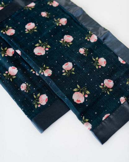 Little Unicorn Cotton Muslin Security Blanket 2-Pack - Midnight Rose - UB0321