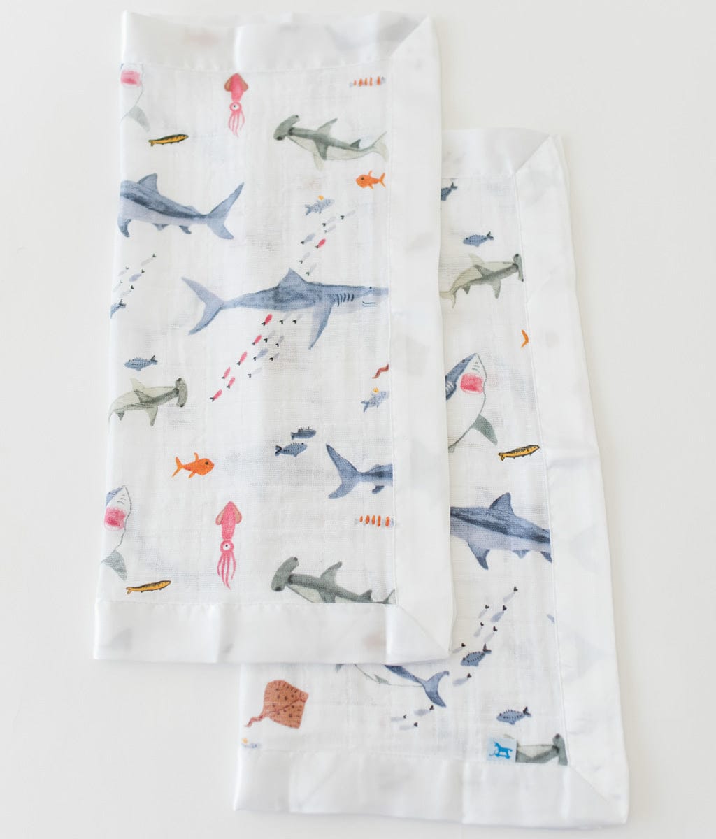Little Unicorn Cotton Muslin Security Blanket 2-Pack - Shark