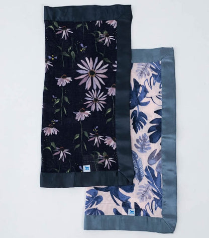 Little Unicorn Cotton Muslin Security Blanket, 2 Pack Tropical Pink + Dark Coneflower - UB0337