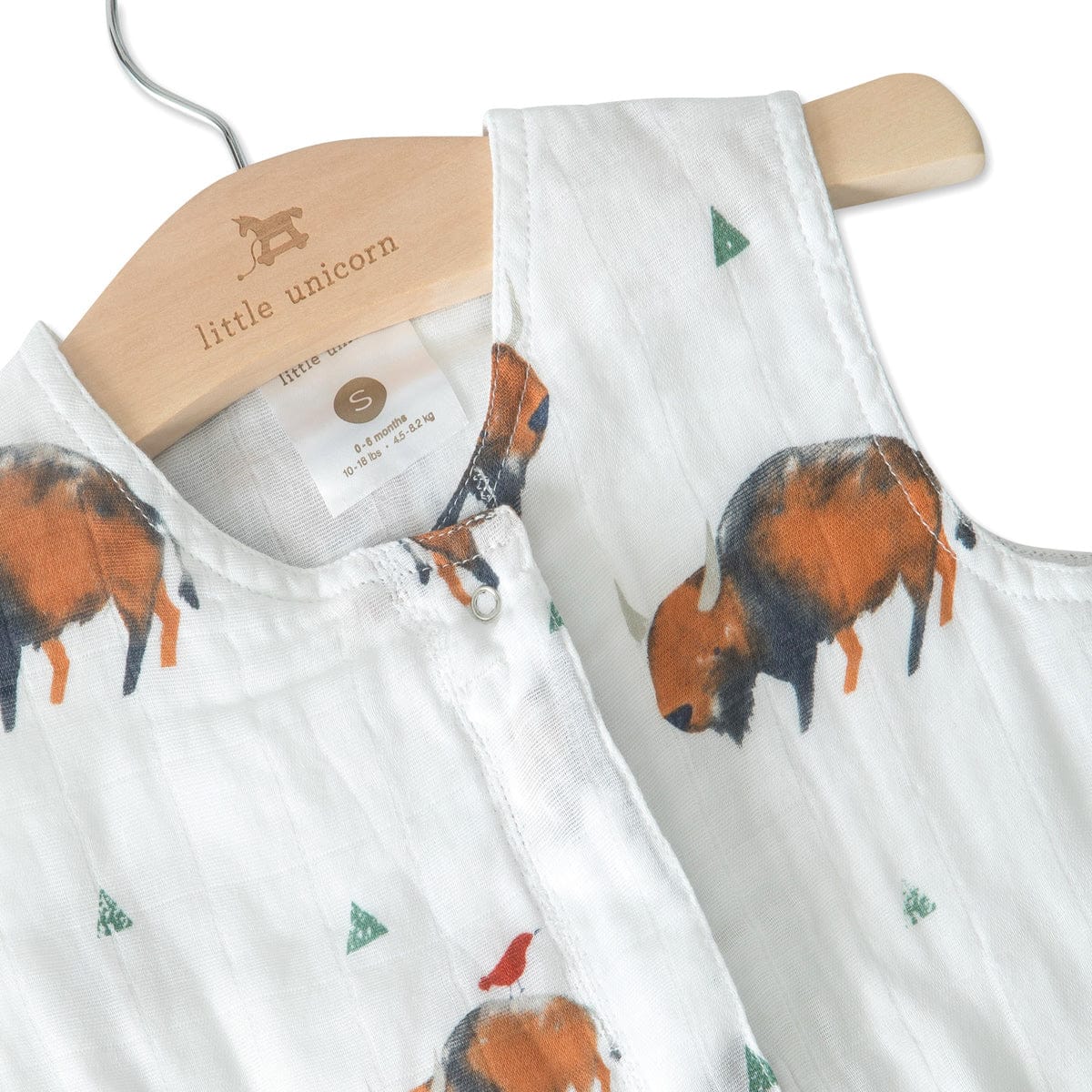Little Unicorn Cotton Muslin Sleep Bag, Small - Bison - UC0005S