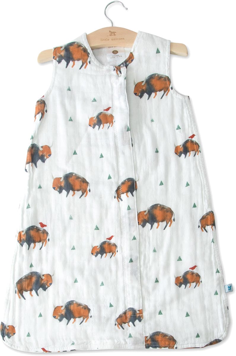 Little Unicorn Cotton Muslin Sleep Bag, Small - Bison - UC0005S