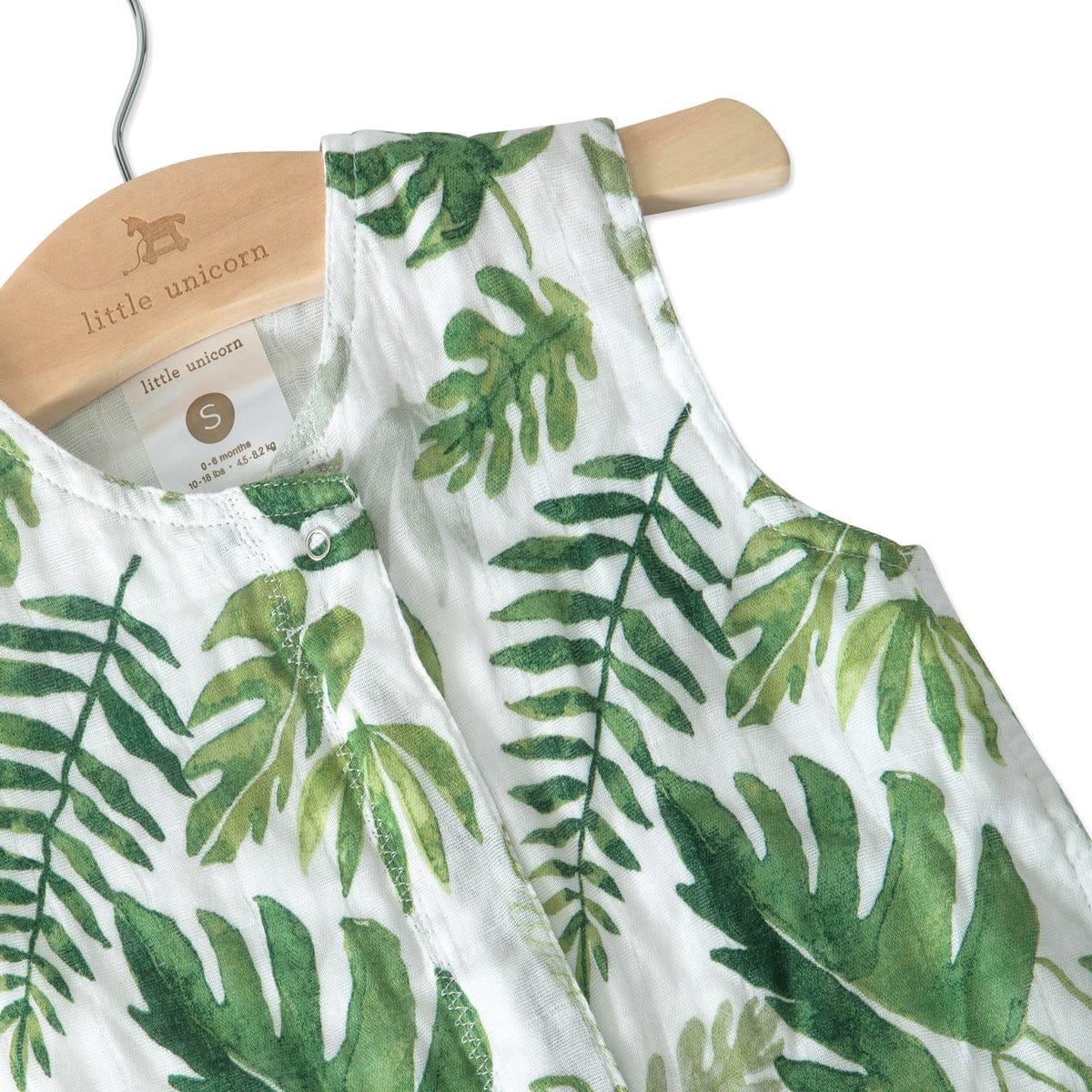 Little Unicorn Cotton Muslin Sleep Bag, Small - Tropical Leaf - UC0011S