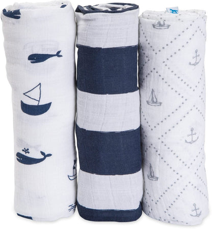 Little Unicorn Cotton Muslin Swaddle 3-Pack - Anchors Aweigh - UB0001