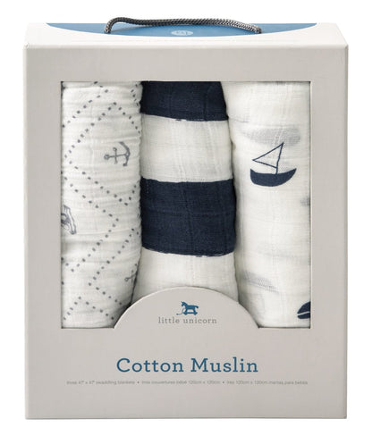 Little Unicorn Cotton Muslin Swaddle 3-Pack - Anchors Aweigh - UB0001