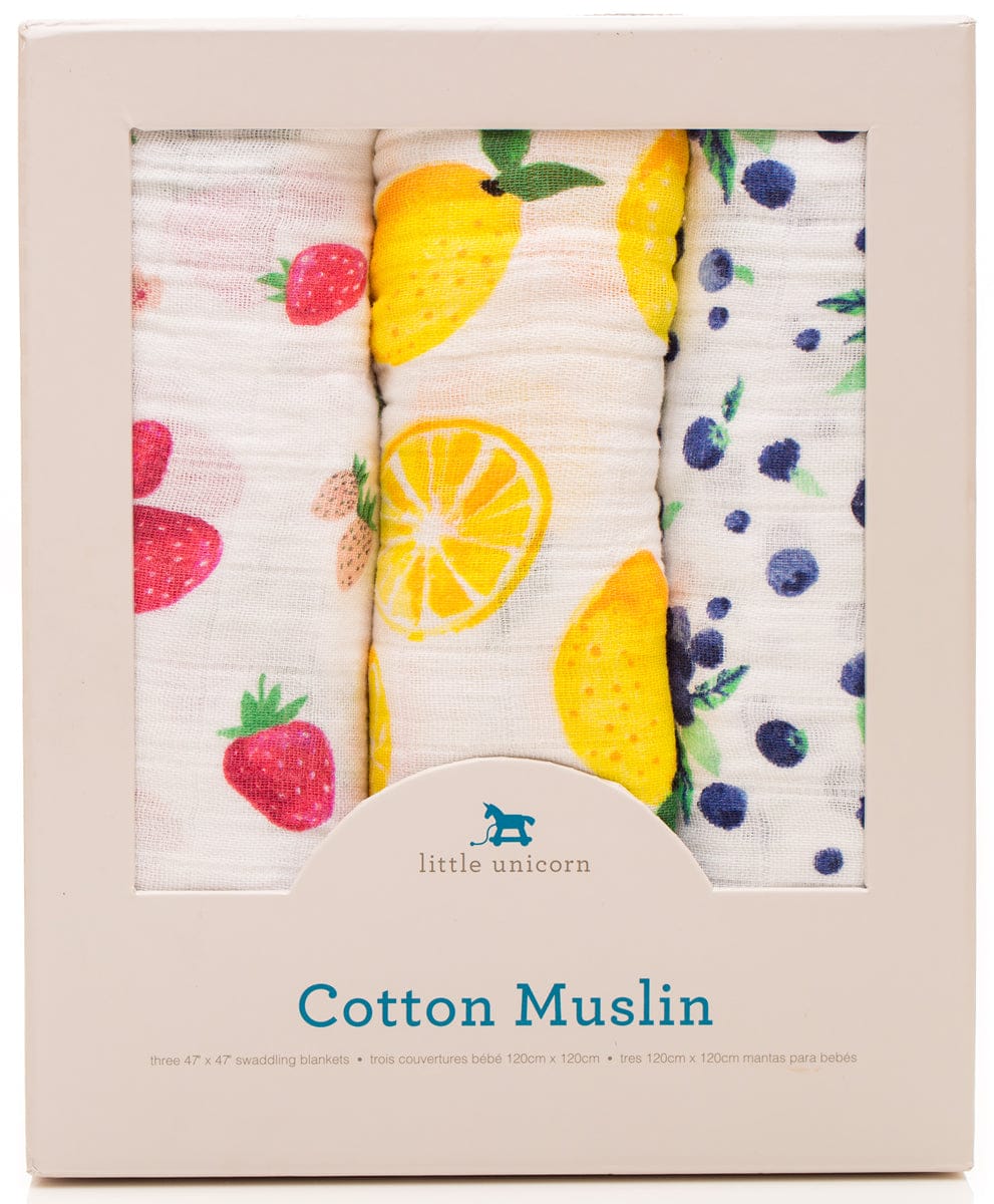 Little Unicorn Cotton Muslin Swaddle 3-Pack - Berry Lemonade - UB0007