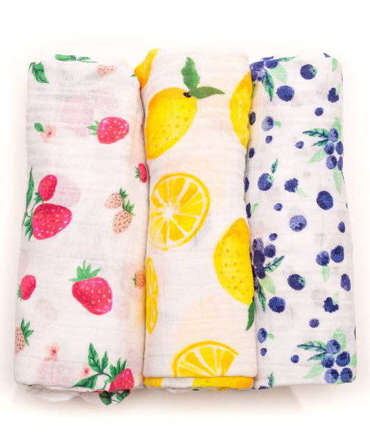 Little Unicorn Cotton Muslin Swaddle 3-Pack - Berry Lemonade - UB0007