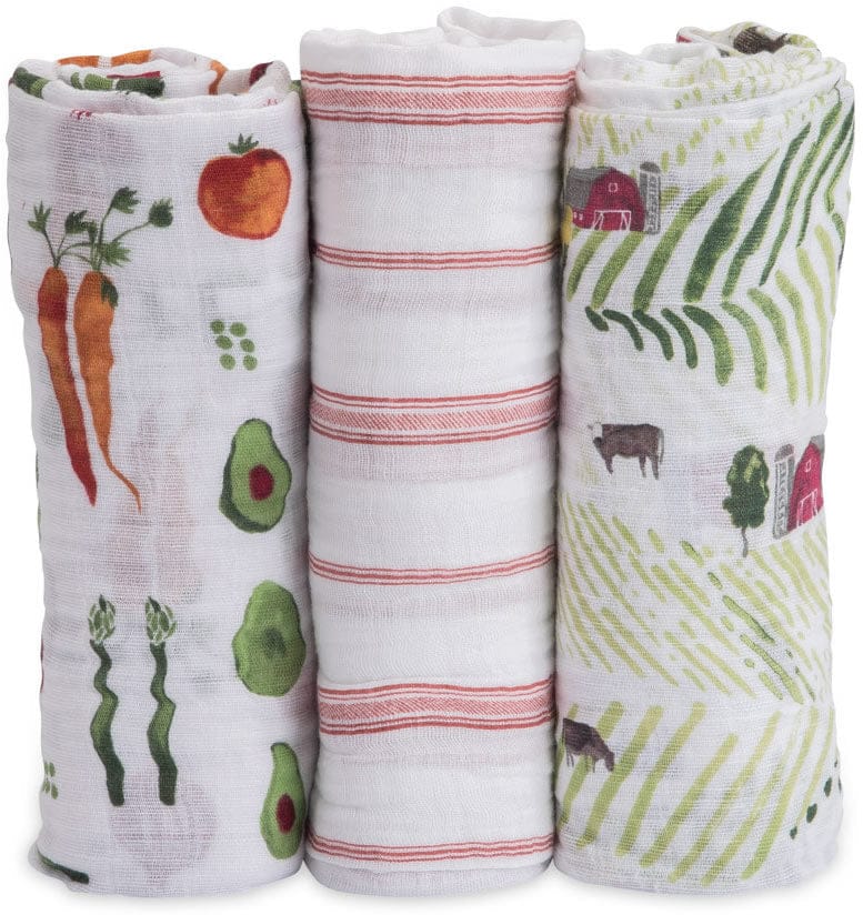 Little Unicorn Cotton Muslin Swaddle 3 Pack - Farmers Market - UB0014