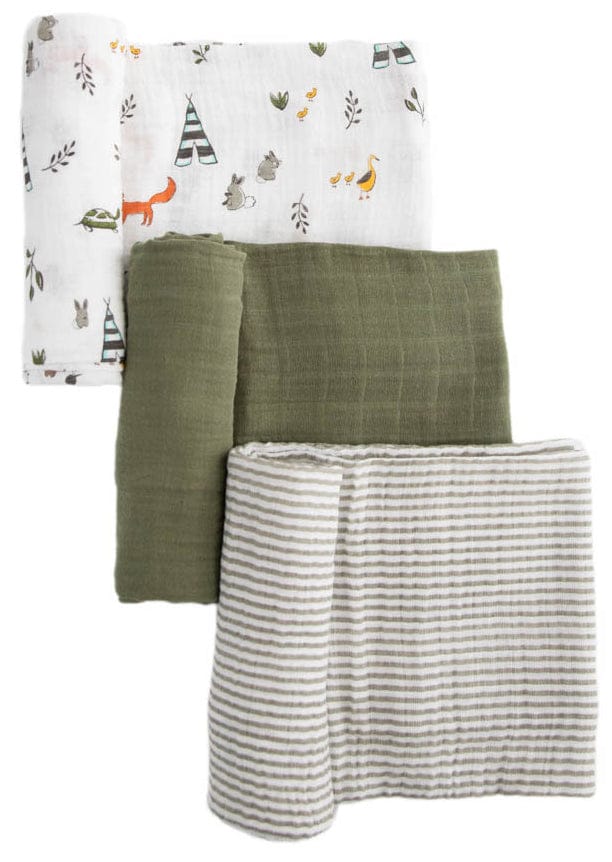 Little Unicorn Cotton Muslin Swaddle 3 Pack - Forest Friends 2 Set - UB0045