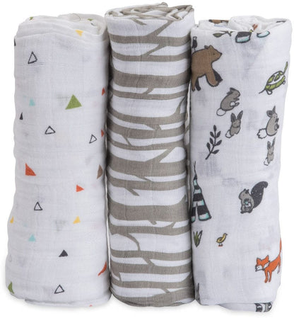 Little Unicorn Cotton Muslin Swaddle 3-pack - Forest Friends - UB0002
