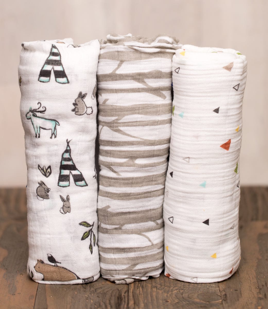 Little Unicorn Cotton Muslin Swaddle 3-pack - Forest Friends - UB0002