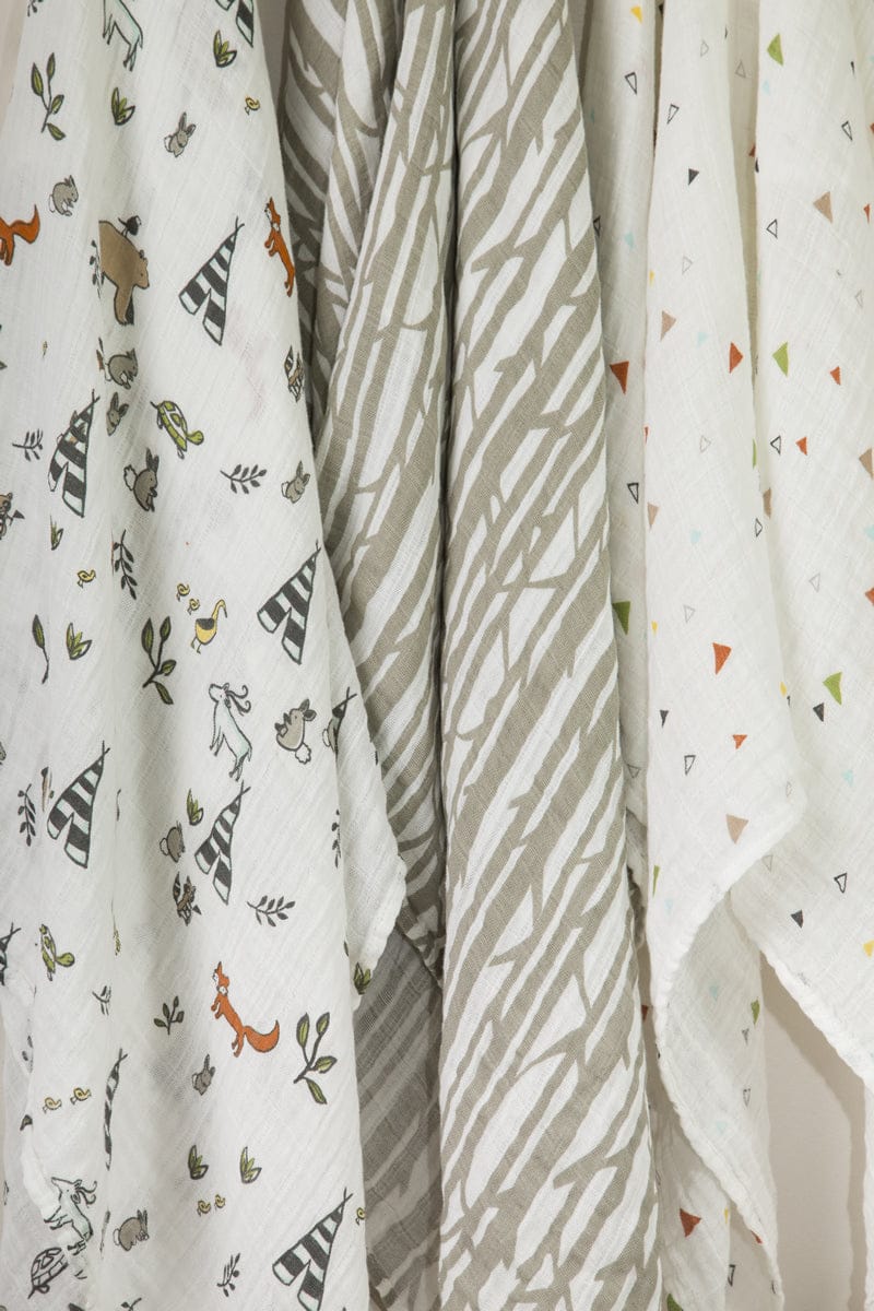 Little Unicorn Cotton Muslin Swaddle 3-pack - Forest Friends - UB0002