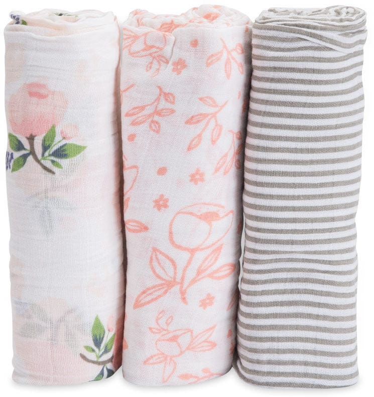 Little Unicorn Cotton Muslin Swaddle 3-Pack - Garden Rose - UB0003