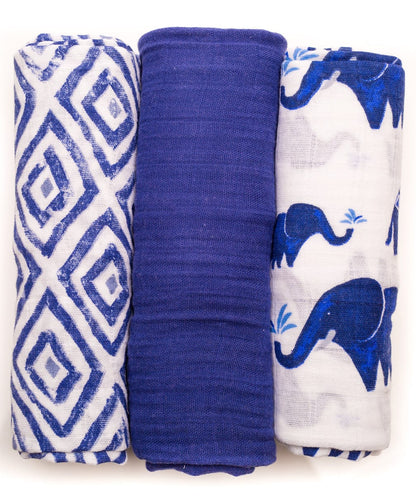 Little Unicorn Cotton Muslin Swaddle 3-Pack - Indie Elephant