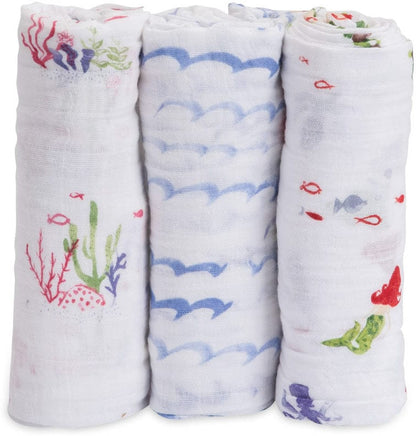 Little Unicorn Cotton Muslin Swaddle 3 Pack - Mermaid Set - UB0016