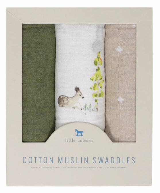 Little Unicorn Cotton Muslin Swaddle 3 Pack - Oh Deer 2 Set - UB0048