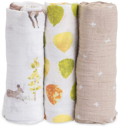 Little Unicorn Cotton Muslin Swaddle 3 Pack - Oh Deer - UB0018