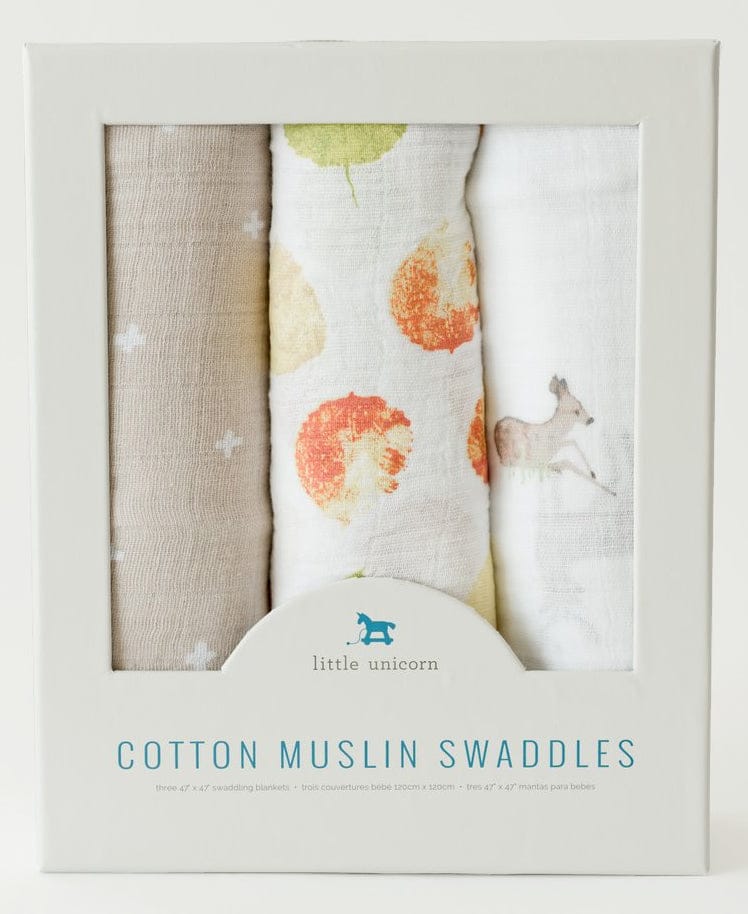 Little Unicorn Cotton Muslin Swaddle 3 Pack - Oh Deer - UB0018