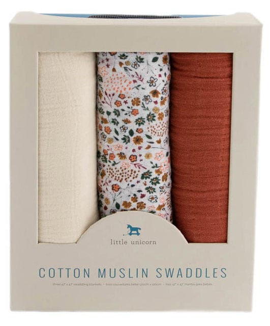 Little Unicorn Cotton Muslin Swaddle 3 Pack - Pressed Petals - UB0052