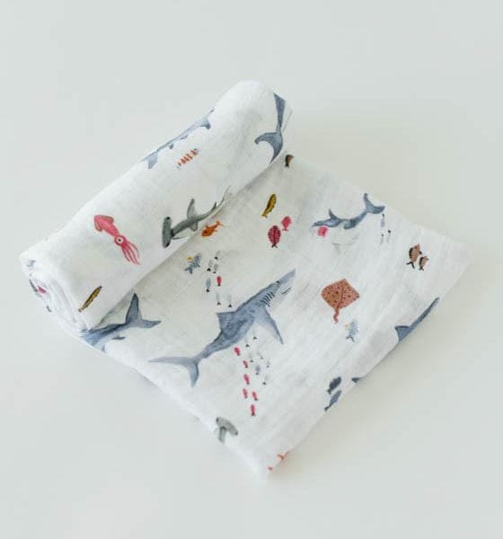 Little Unicorn Cotton Muslin Swaddle 3-Pack - Shark - UB0023