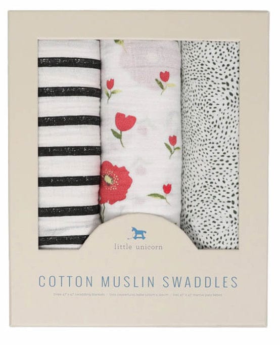 Little Unicorn Cotton Muslin Swaddle 3 Pack - Summer Poppy 2 Set - UB0049