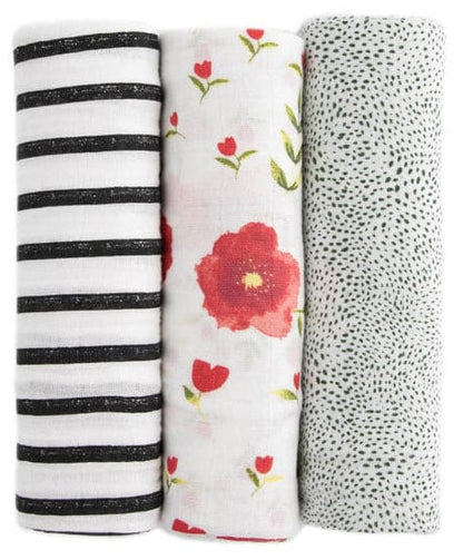 Little Unicorn Cotton Muslin Swaddle 3 Pack - Summer Poppy 2 Set - UB0049