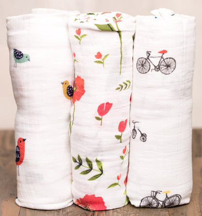 Little Unicorn Cotton Muslin Swaddle 3-Pack - Summer Poppy - UB0004