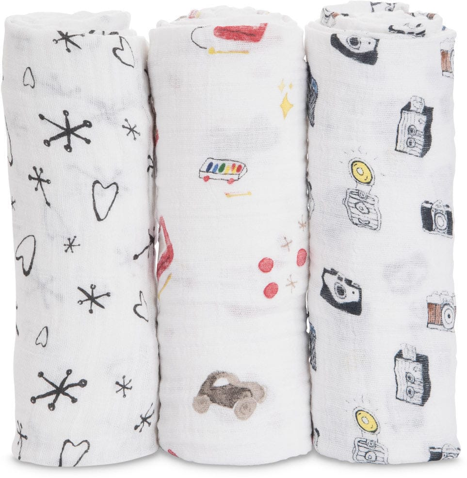 Little Unicorn + The Boss Baby Cotton Muslin Swaddle 3 Pack - Toy Box - UB0019DW