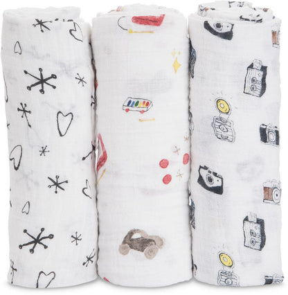 Little Unicorn + The Boss Baby Cotton Muslin Swaddle 3 Pack - Toy Box - UB0019DW