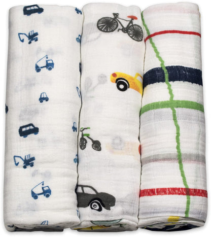Little Unicorn Cotton Muslin Swaddle 3-Pack - Traffic Jam - UB0005